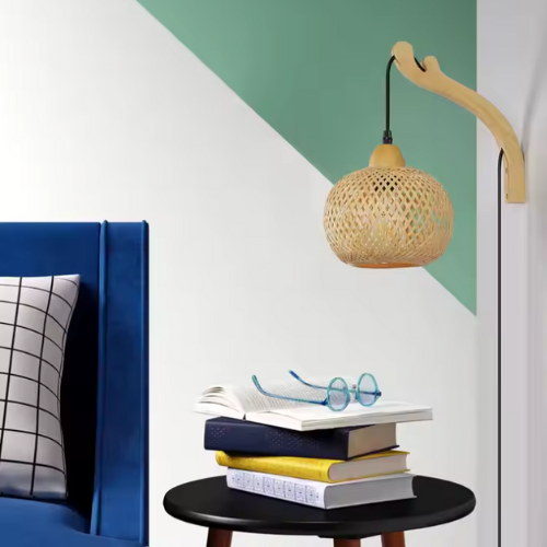 Applique murale rotin et table d'appoint