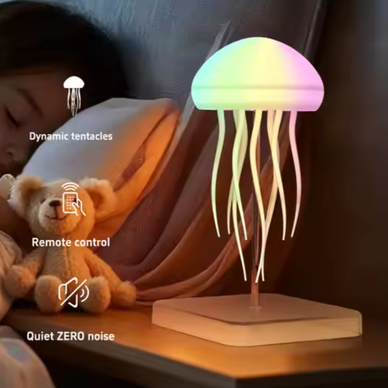 Lampe de chevet design et garçon qui dort