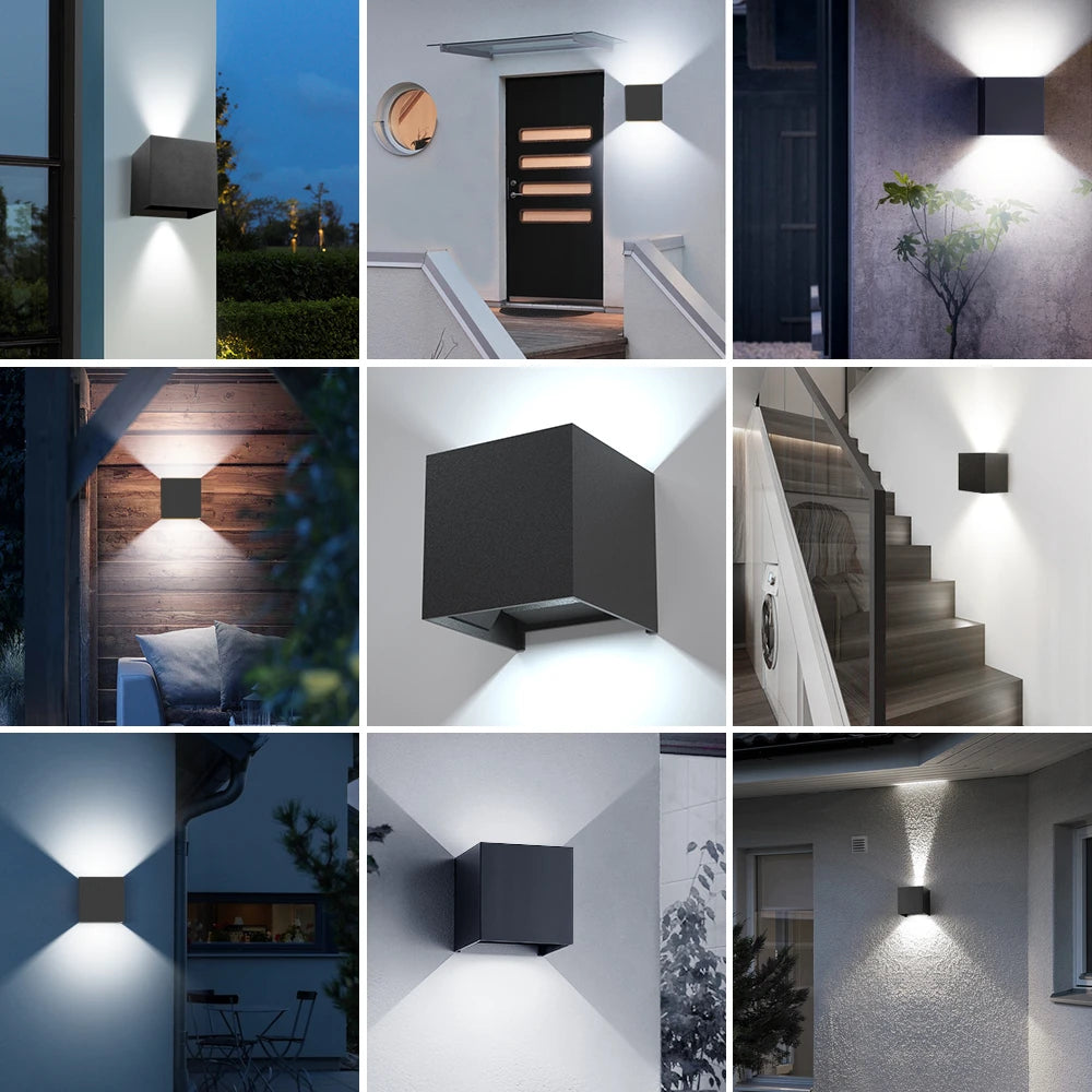 Luminaire extérieur LED moderne escalier devant porte salon jardin
