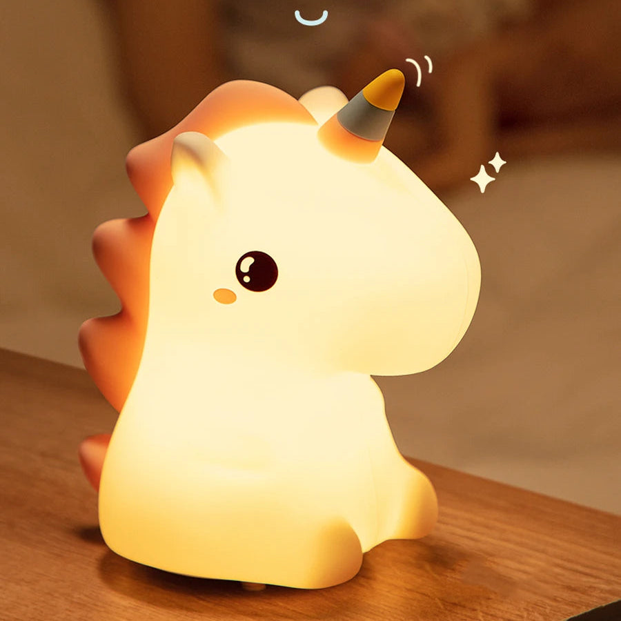 Veilleuse bébé licorne allumé