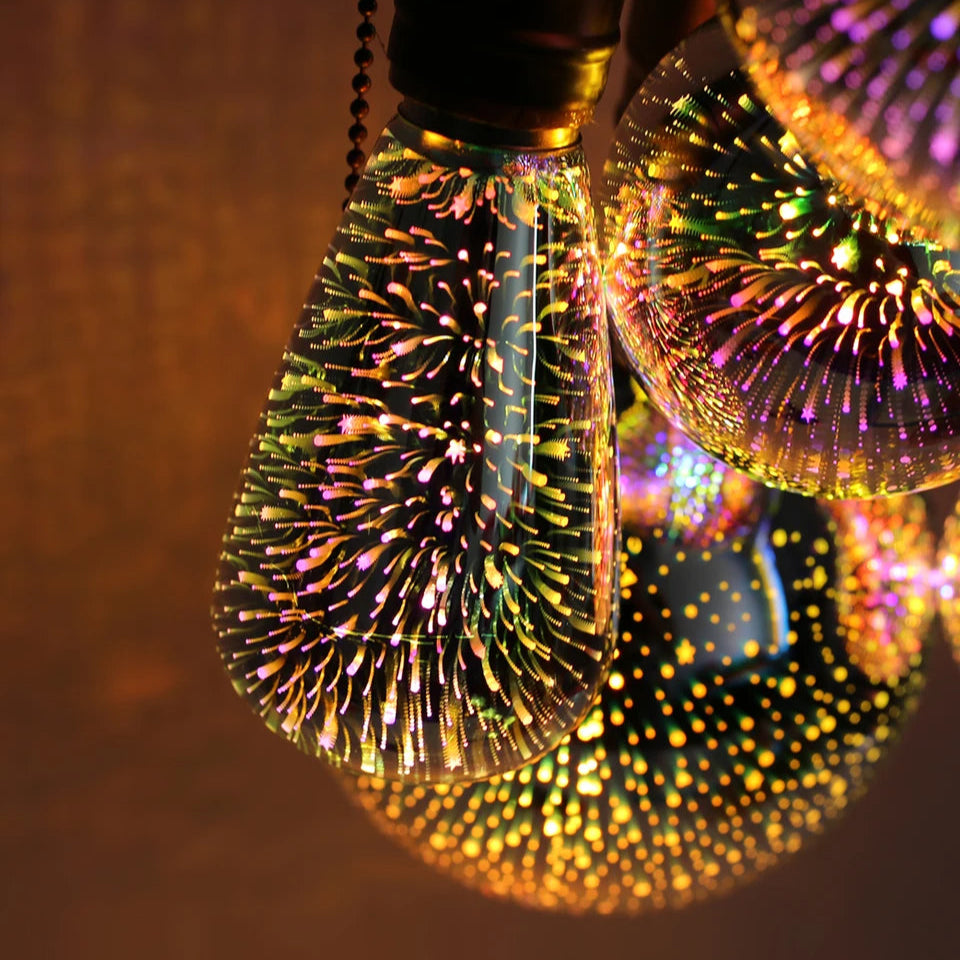 Ampoule LED allumé effet feu d'artifice  