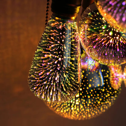 Ampoule LED allumé effet feu d'artifice  