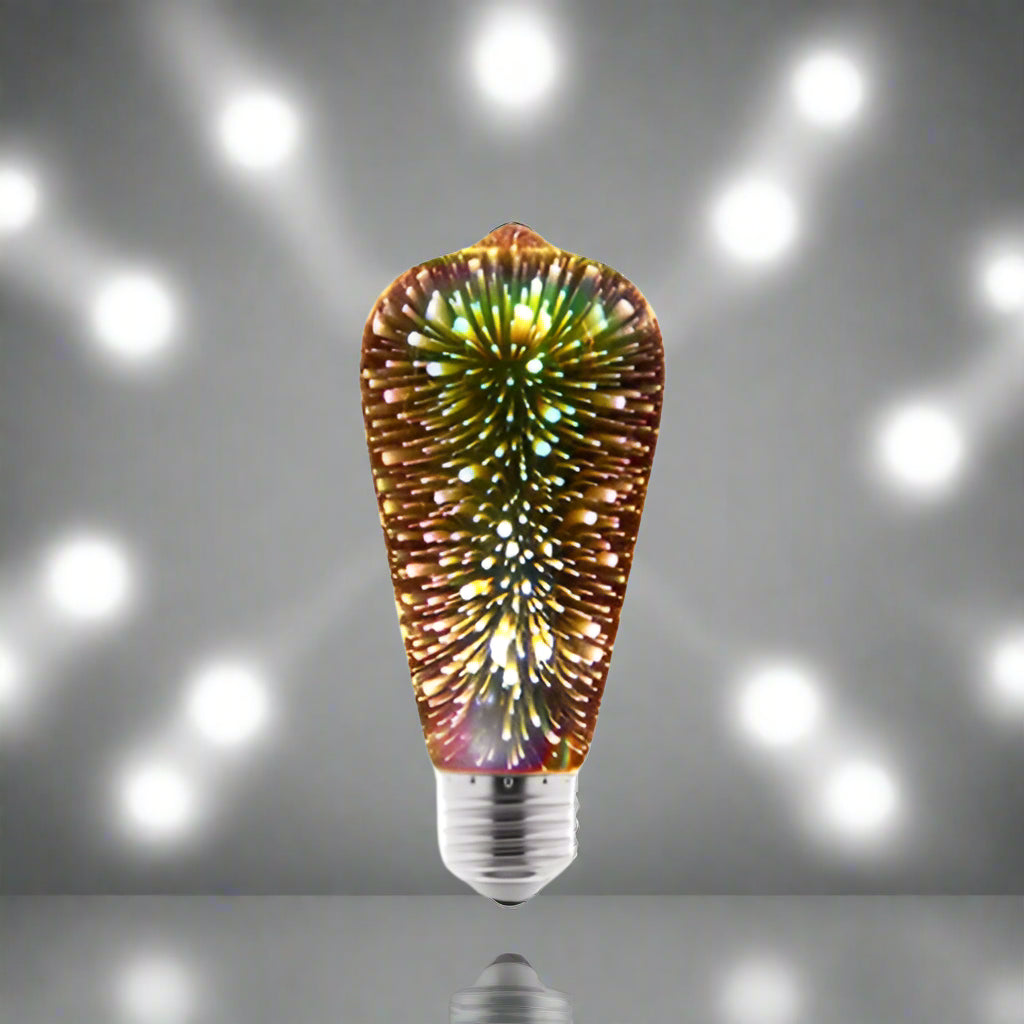 Ampoule LED effet feu d'artifice 3D en forme de poire 