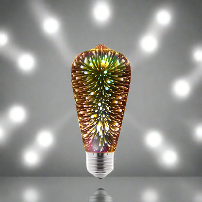 Ampoule LED effet feu d'artifice 3D en forme de poire 