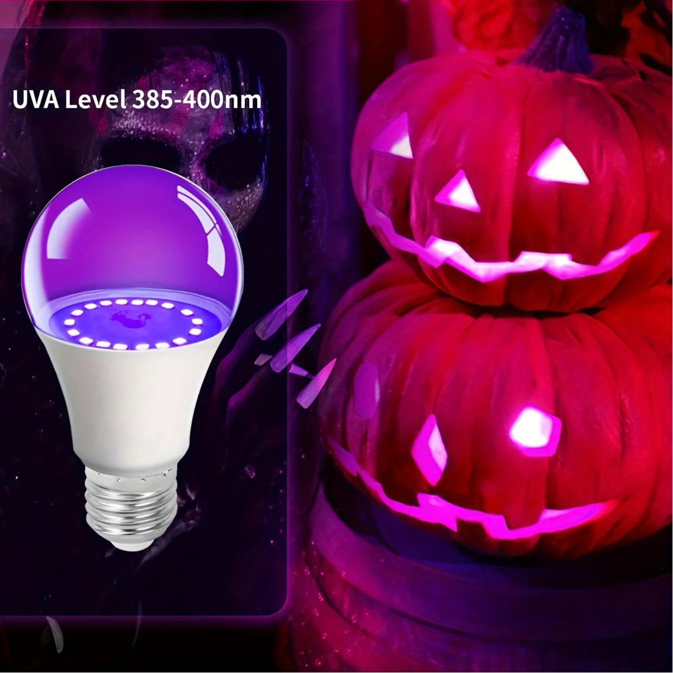 Ampoule LED violette dans une citrouille