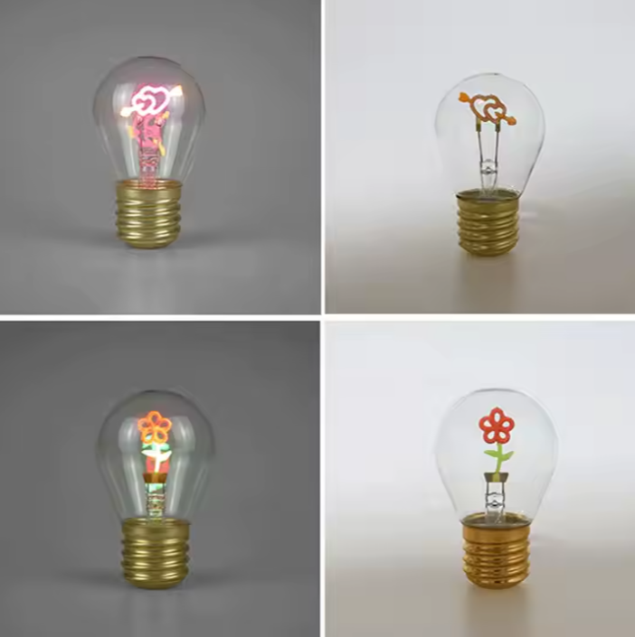Ampoule led rechargeable fleur et cœur
