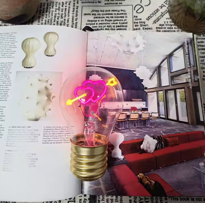 Ampoule rechargeable allumé sur un livre 