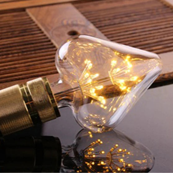  Ampoule vintage feu d'artifice cœur 