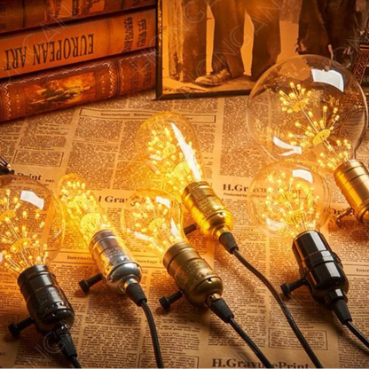 Ampoule vintage feu d'artifice des livres et journal 