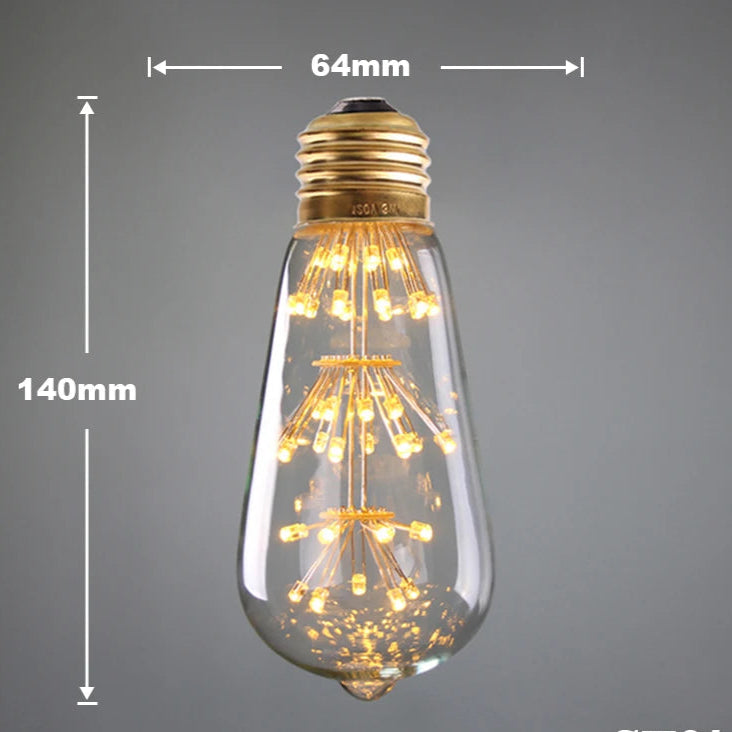  Ampoule vintage feu d'artifice forme de goutte 