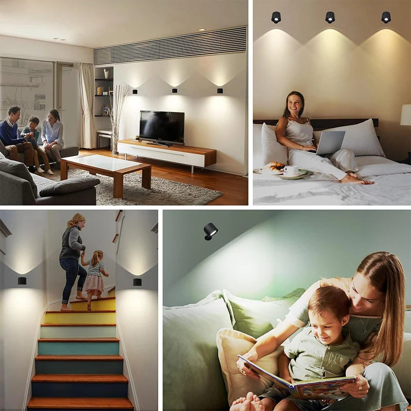 Applique murale LED rechargeable dans les escaliers et salon une maman qui lit une histoire 