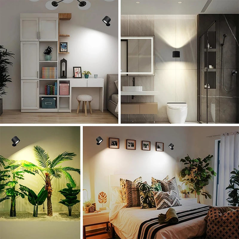 Applique murale LED rechargeable dans une chambre et salle de bain 