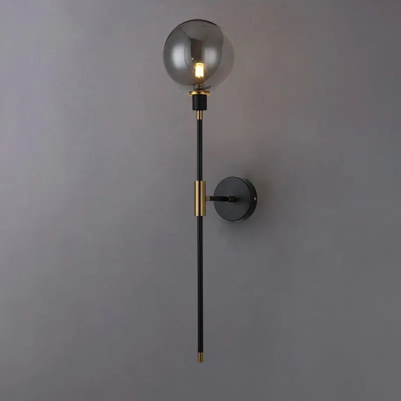 Applique murale globe en verre allumé gris 