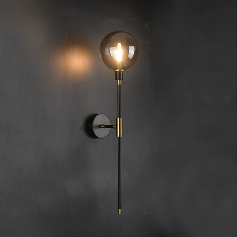 Applique murale globe en verre moderne allumé gris