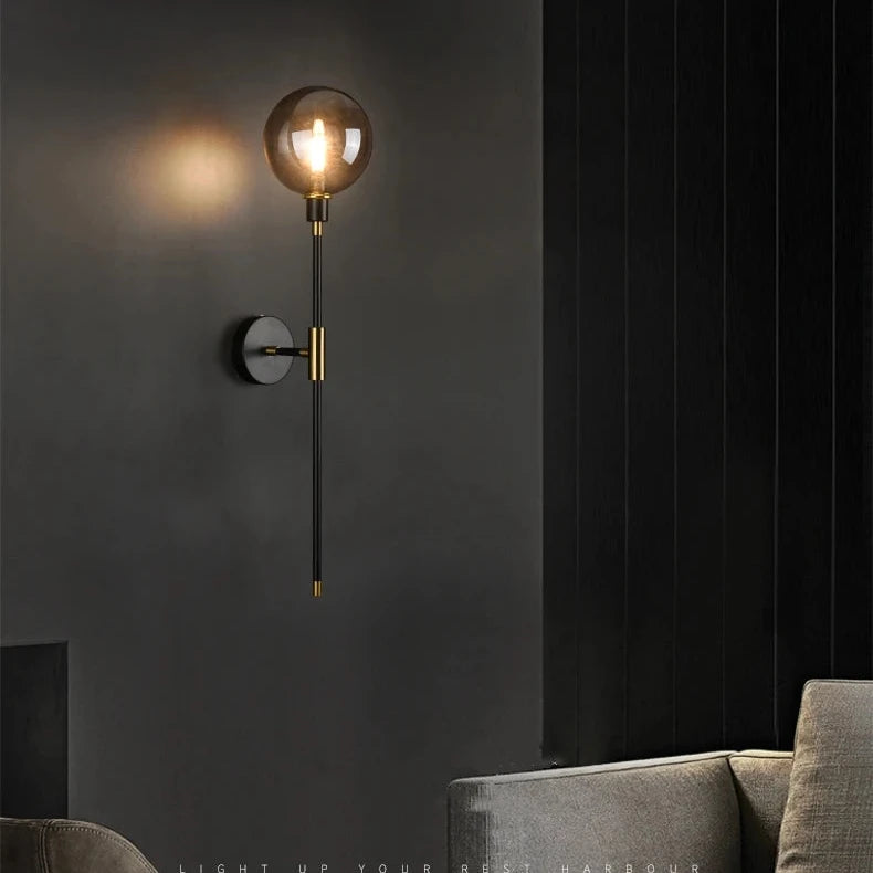Applique murale globe en verre moderne salon 