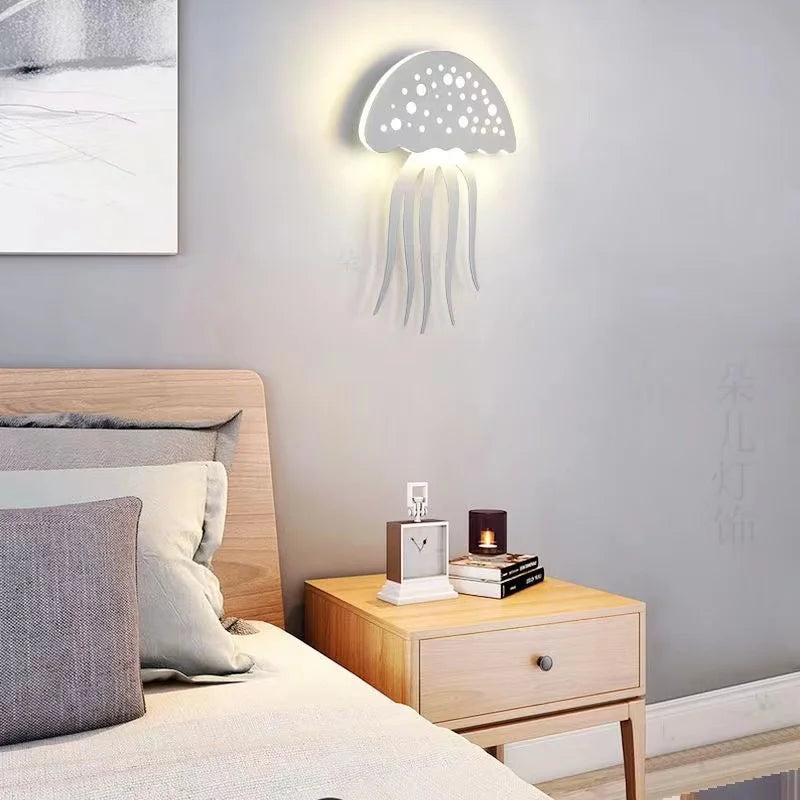 Applique murale led allumée table de chevet 