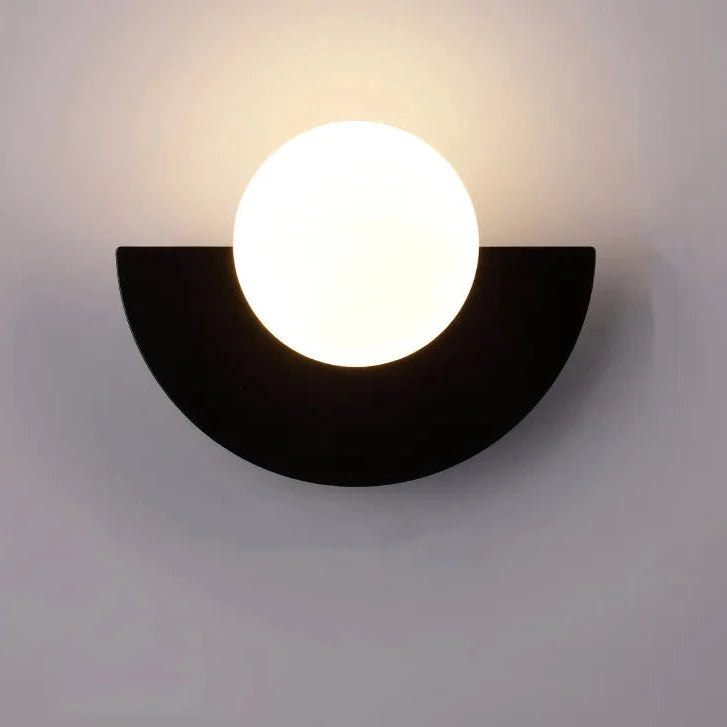 Applique murale led nordique demi-lune noire 