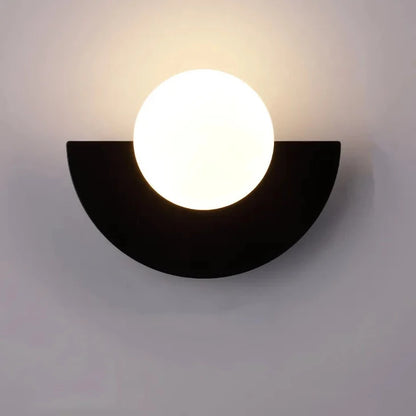 Applique murale led nordique demi-lune noire 
