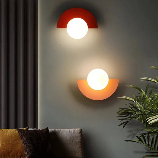 Applique murale led nordique rouge rose et fauteuil