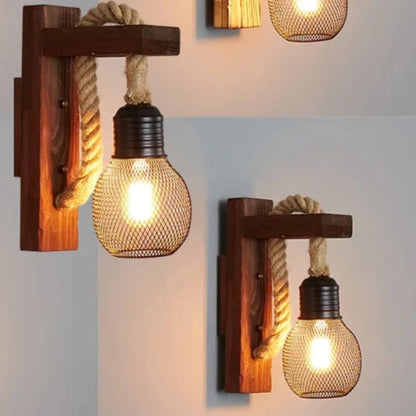 Applique murale vintage en bois allumé