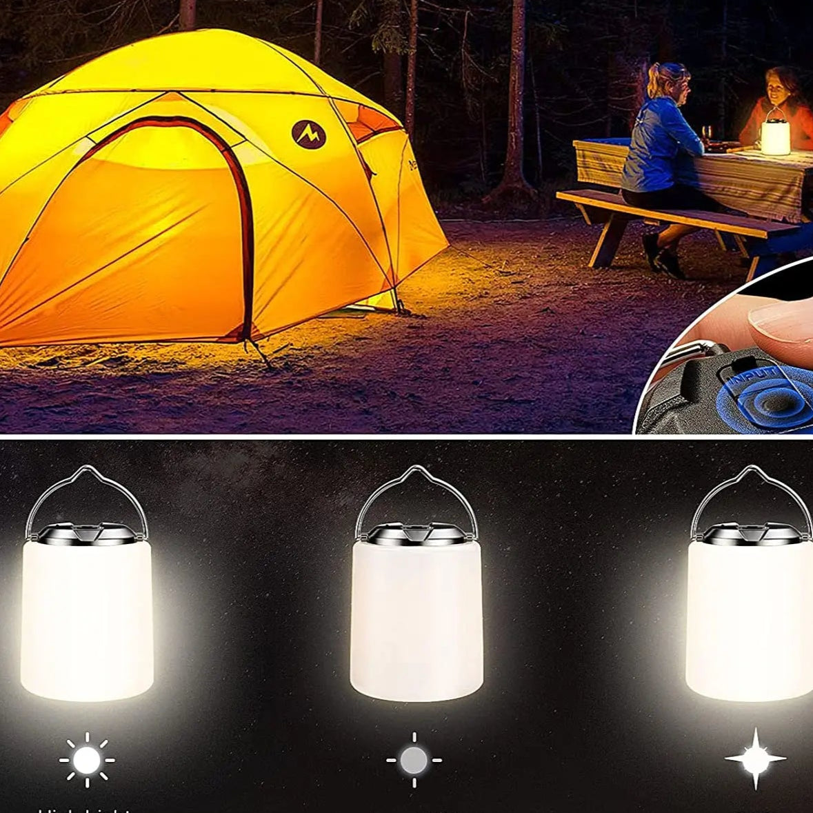 Des randonneurs et Lampe de Table Rechargeable 