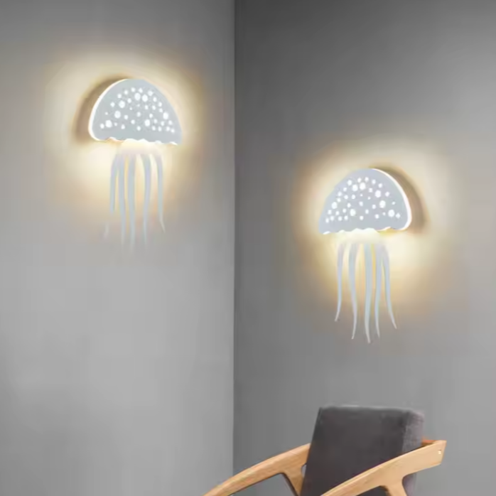 Deux appliques murales led allumée mur gris  