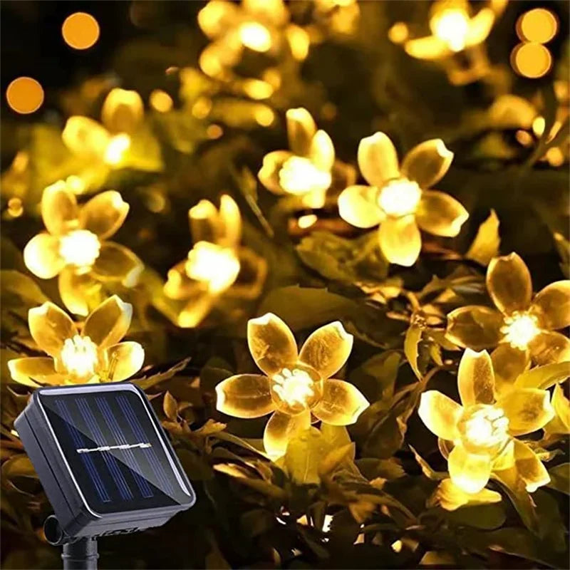 Guirlande lumineuse extérieur LED fleurs de cerisier blanc chaude