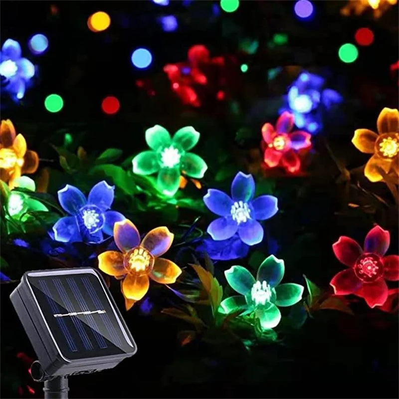 Guirlande lumineuse extérieur LED fleurs de cerisier multicolore 
