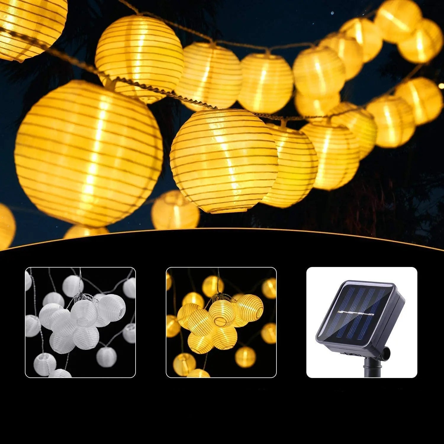 Guirlande lumineuse extérieur blanche et jaune avec panneau solaire  