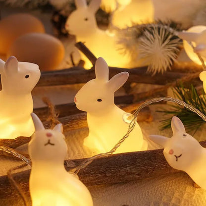 Guirlande lumineuse extérieur en forme de lapin allumé 