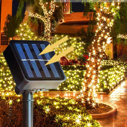 Guirlande lumineuse extérieur féerique allumé avec un panneau solaire 