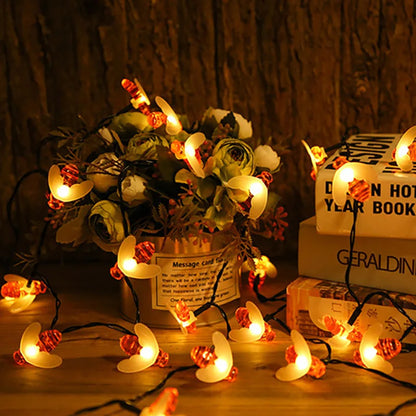 Guirlande lumineuse extérieur solaire sur plante 