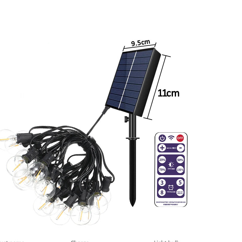 Guirlande lumineuse extérieur télécommande et panneau solaire 