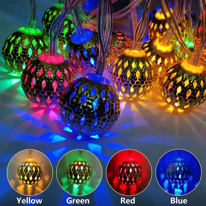 Guirlande lumineuse marocaine jaune vert rouge et bleu 