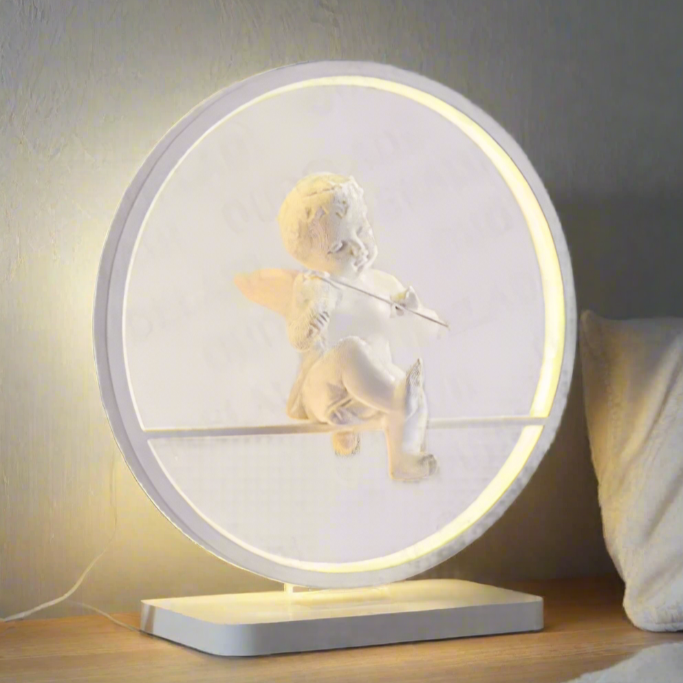  Lampe de chevet LED Angel blanc sur table de chevet 