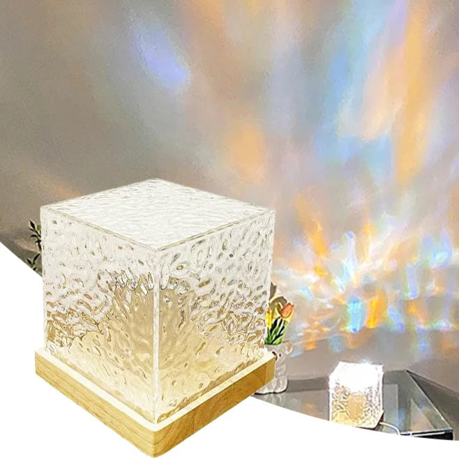 Lampe de Chevet LED Aurore Boréale allumée et éteinte 