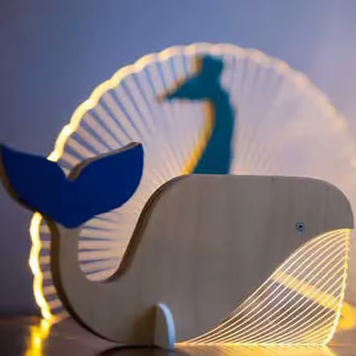  Lampe de chevet en bois baleine allumé led