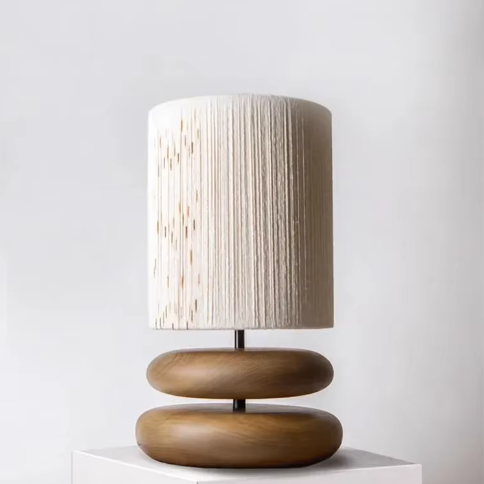Lampe de chevet japonaise en bois beige 
