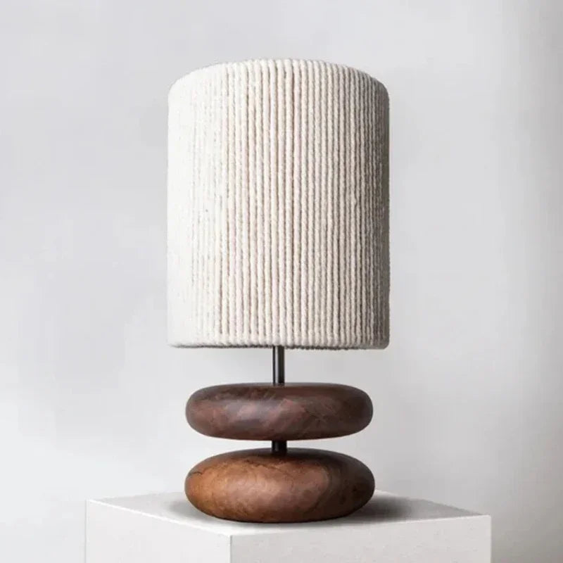 Lampe de chevet japonaise en bois marron foncé 
