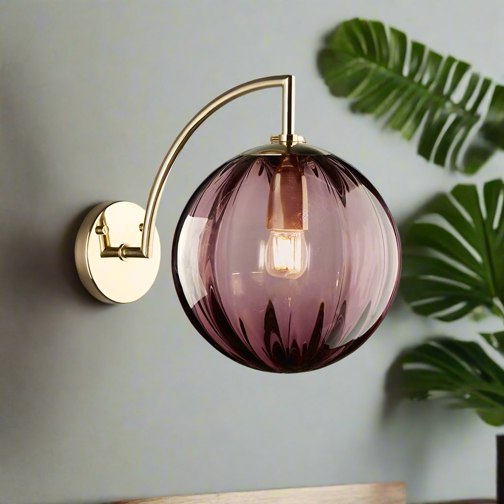 Lampe de chevet murale moderne boule en verre rouge 