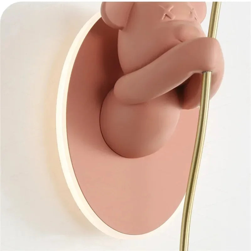 Lampe de chevet murale Ourson rose  