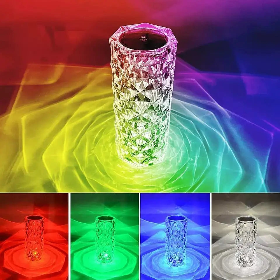 Lampe de table LED en cristal multicolore 