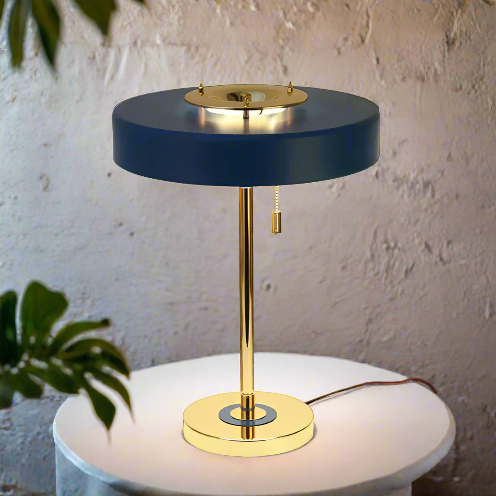 Lampe de table à LED scandinave bleu et des plantes