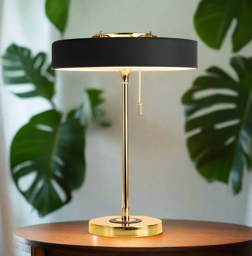 Lampe de table à LED scandinave noir et plante