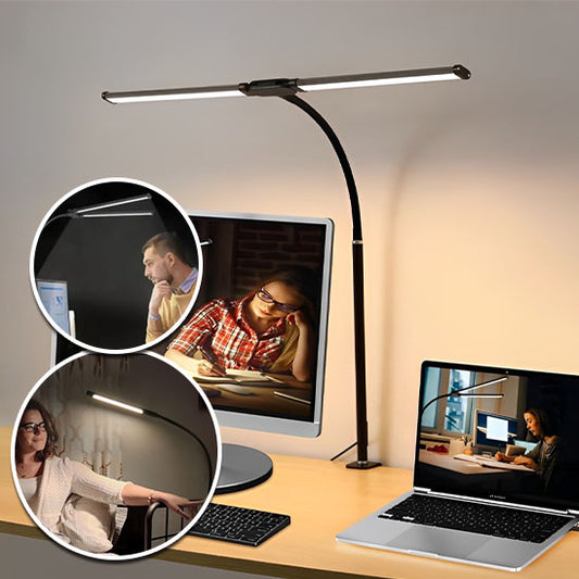 Lampe de table à LED avec pince un homme et une femme sur ordinateur 