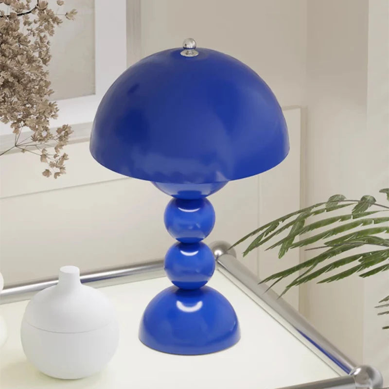 Lampe de table chic nordique bleu allumé 