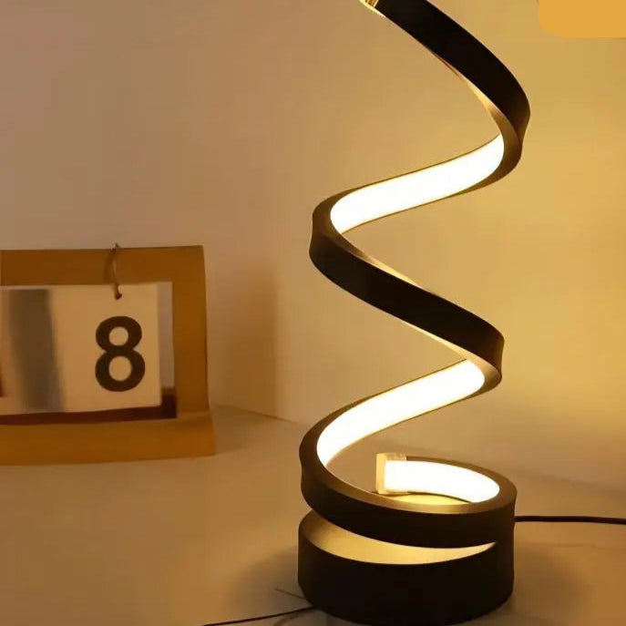 Lampe de table design spirale allumé  