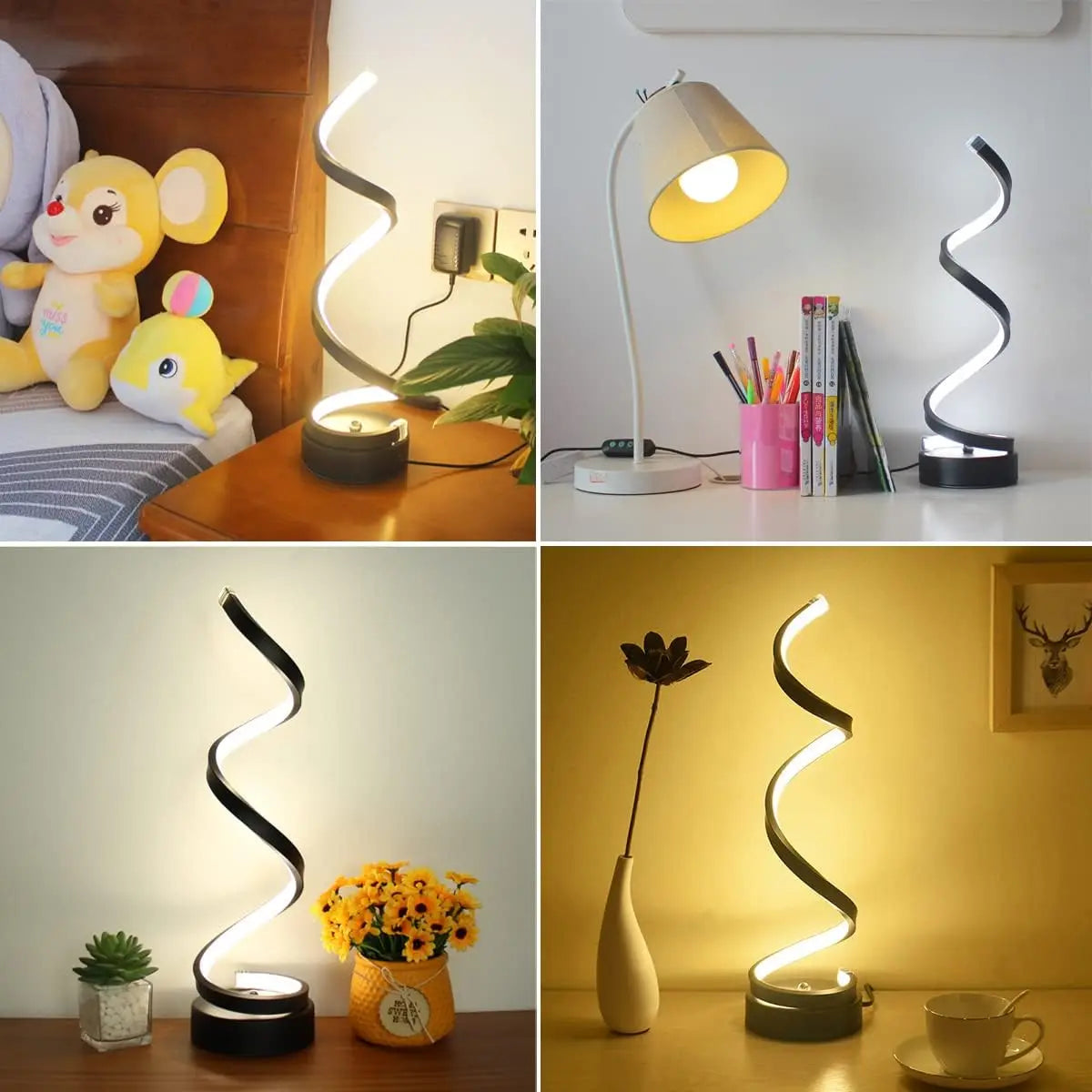 Lampe de table design spirale dans une chambre d'enfant