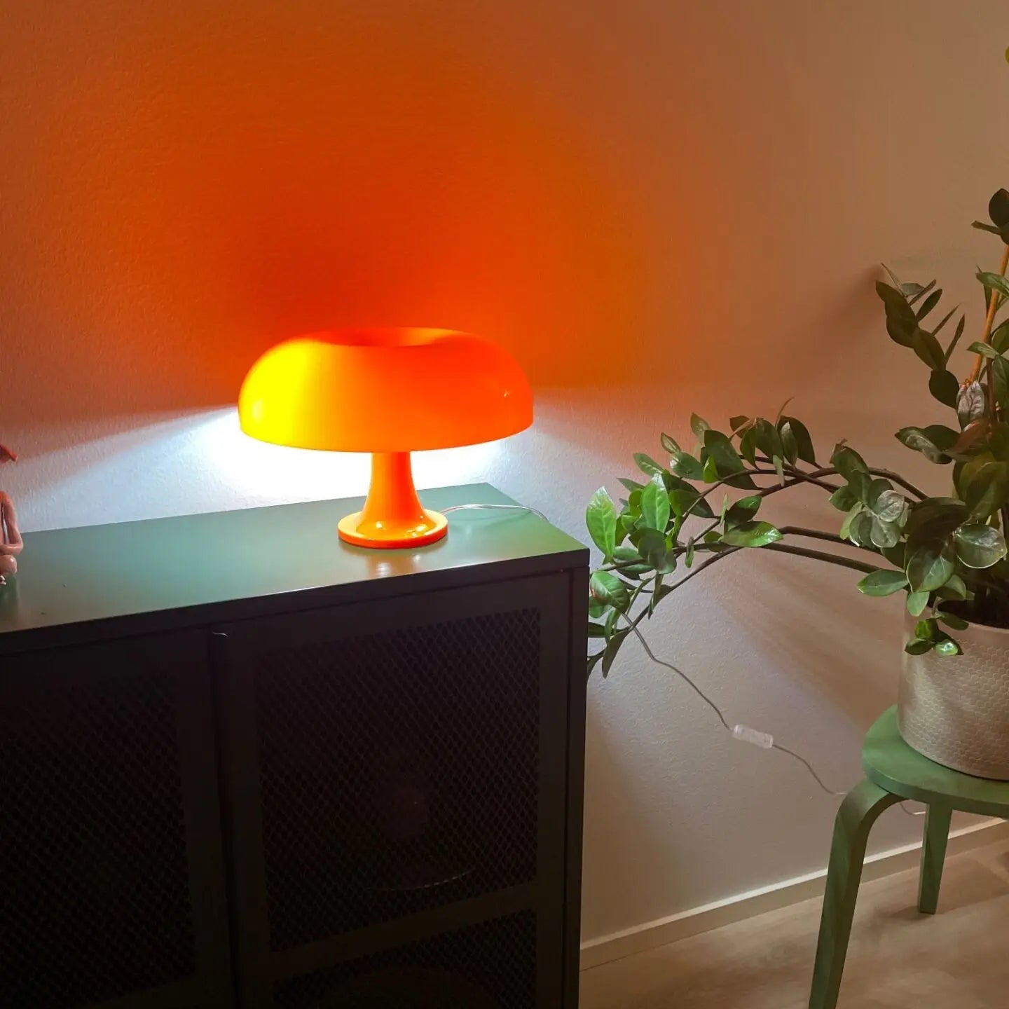 Lampe de table rechargeable à côté une plante 