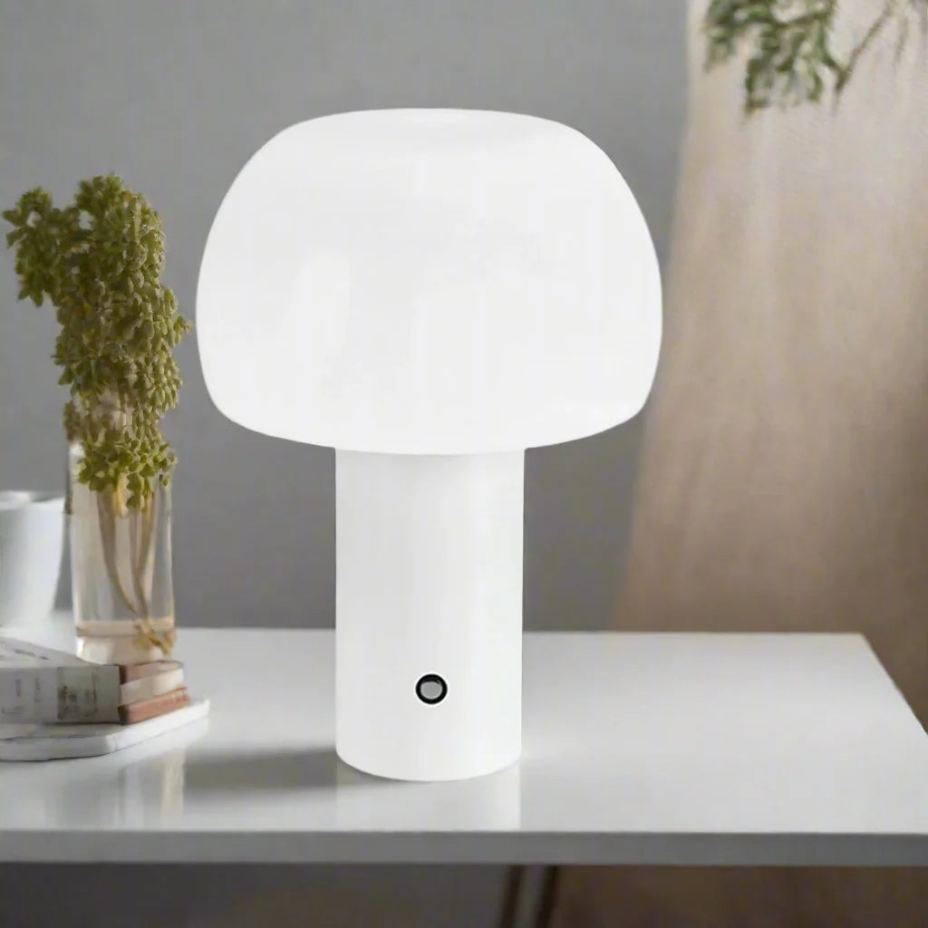 Lampe de table rechargeable décorative blanche 